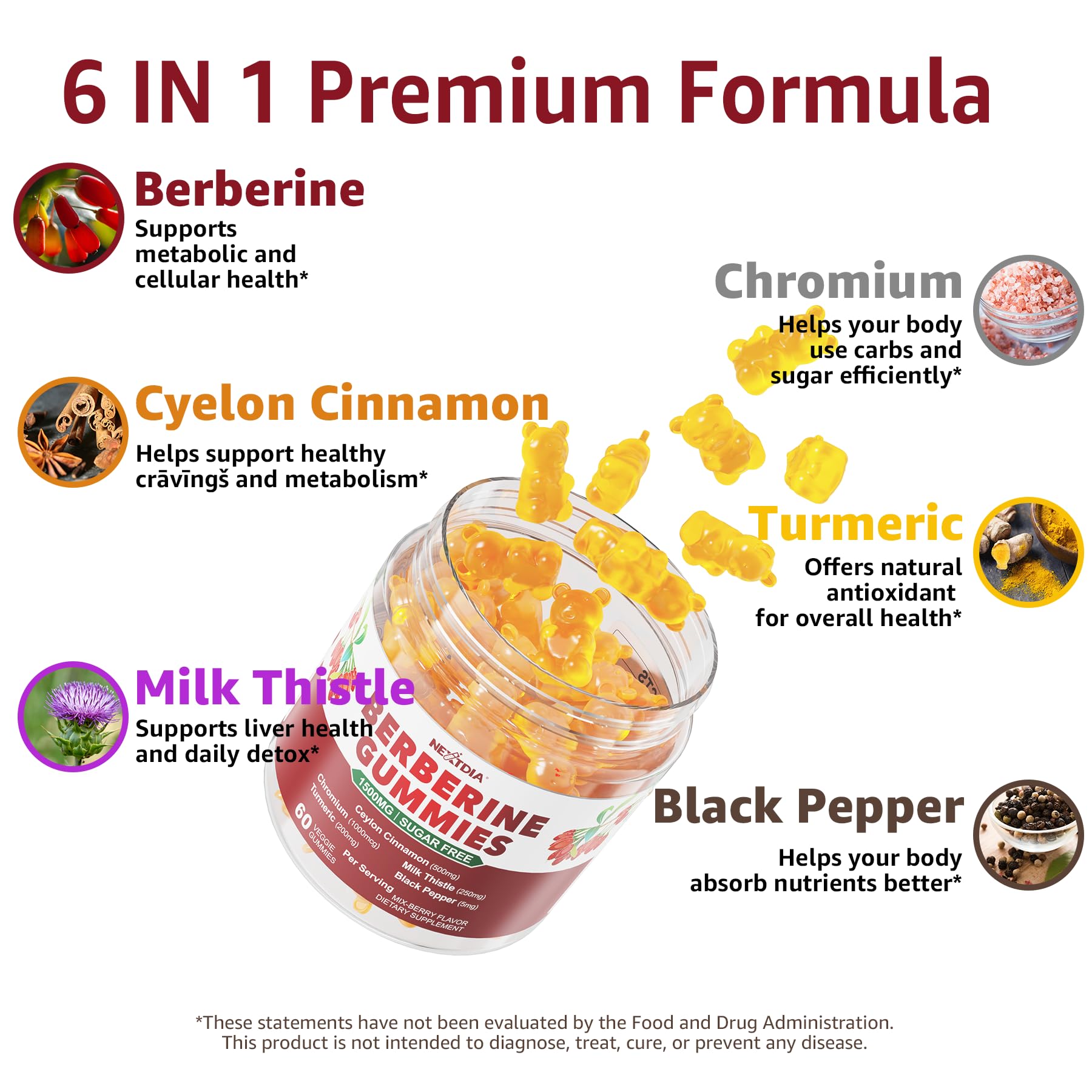 Nextdia Berberine Gummies Cinnamon scene highlighting Ceylon cinnamon in flavor