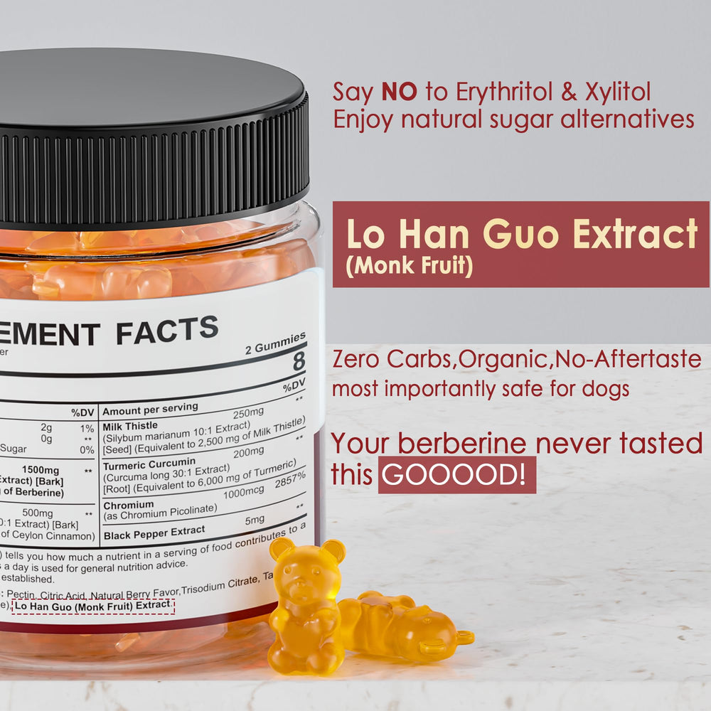 Nextdia Berberine Gummies sugar-free label for guilt-free daily use