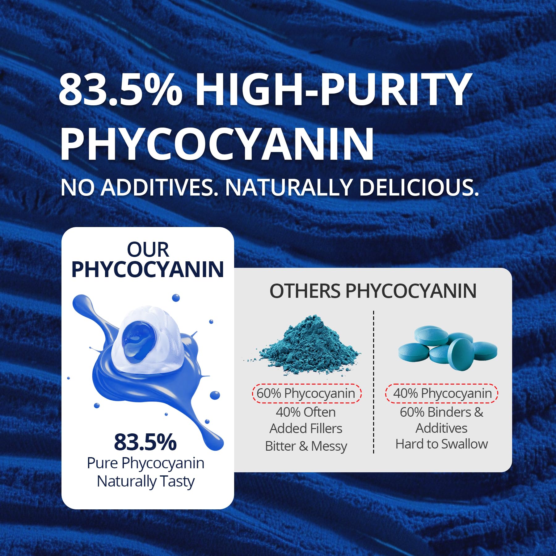 Nextdia Blue Spirulina Gummies vegan label indicates plant-based wellness.