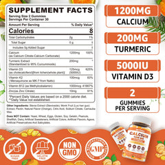 Nextdia calcium-turmeric-gummies-label emphasizes turmeric extract for potential joint comfort and daily mobility support.