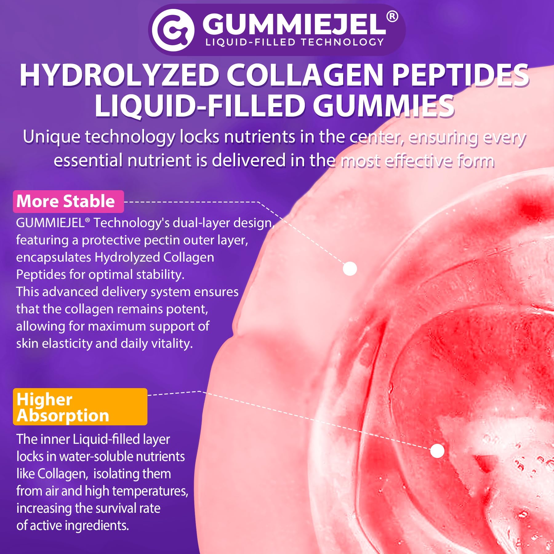 Tropical flavor detail of Nextdia collagen gummies on a bottle label.
