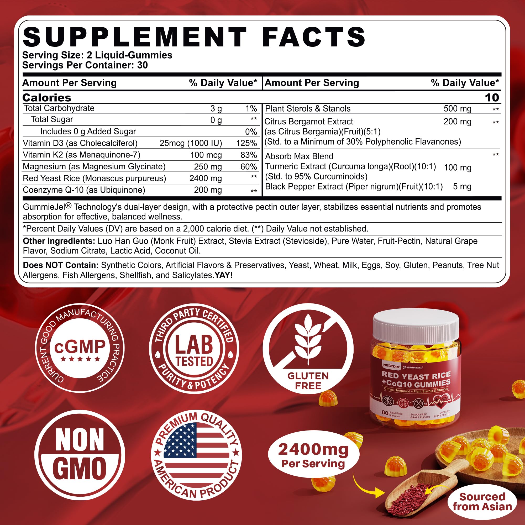 Nextdia CoQ10 200mg label close-up for energy support