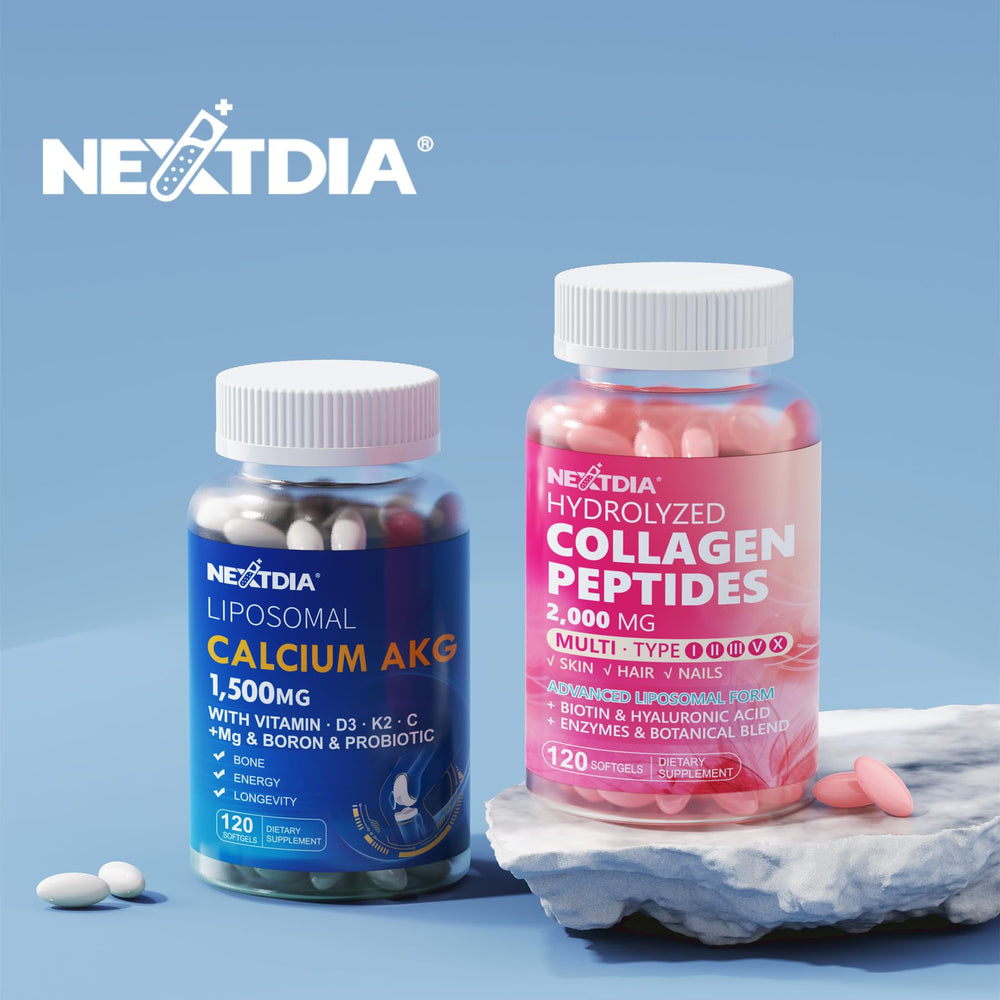Nextdia softgel pills arranged to convey extended-release design.