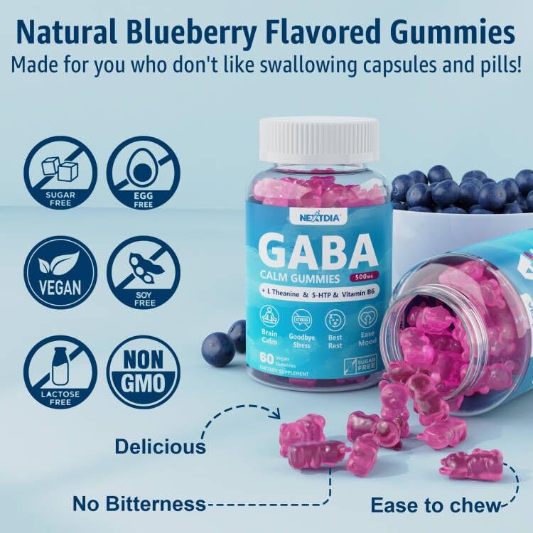 Nextdia GABA Gummies 2-pack display suggests convenient two-pocket routine.