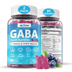 Nextdia GABA Gummies calm blue blueberry flavor 500 mg for daily focus and mood balance.