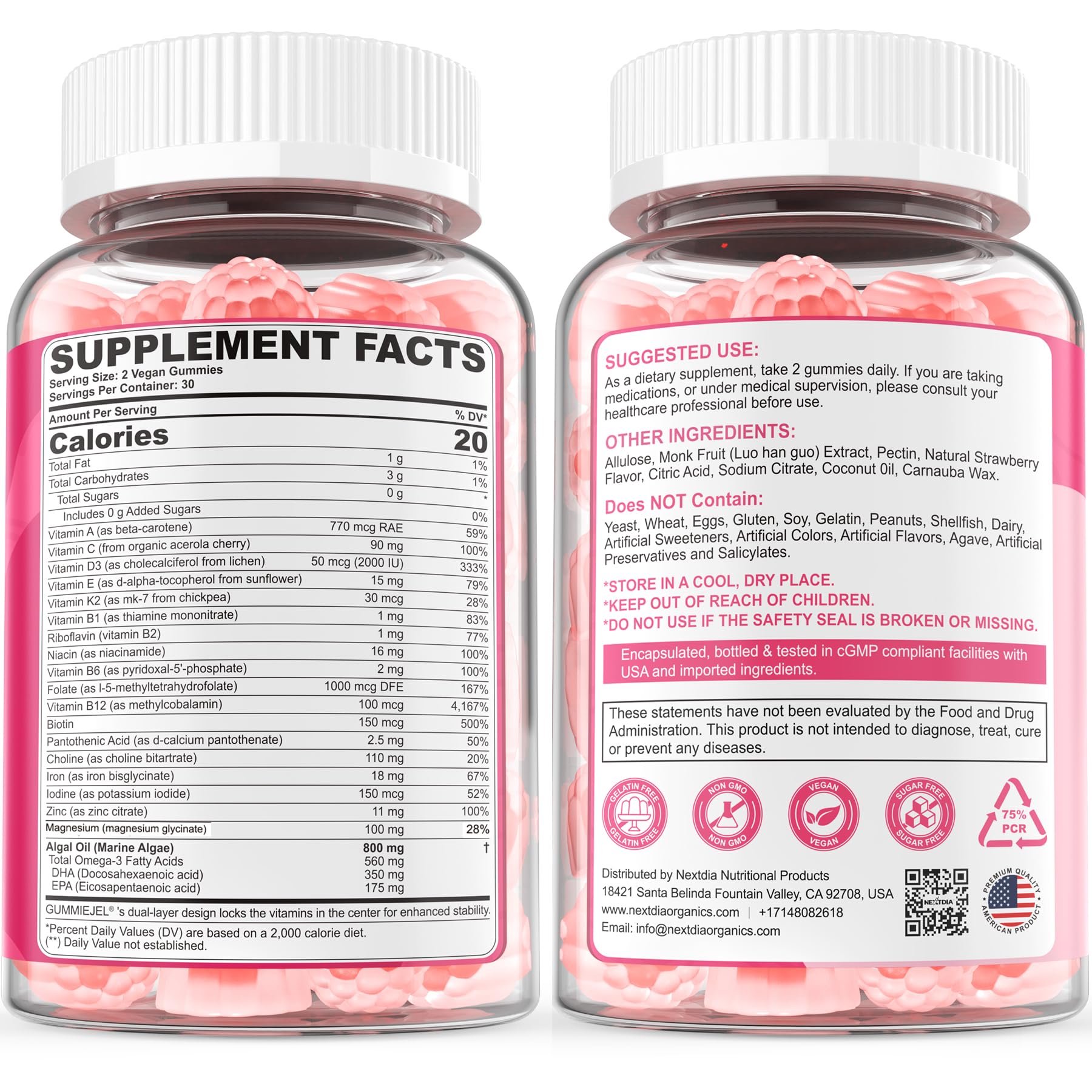 Nextdia prenatal gummies offer gentle on stomach non-GMO nutrition