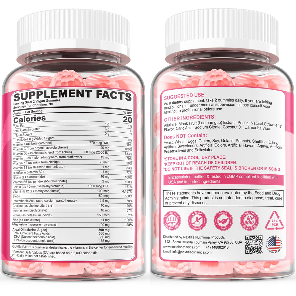 Nextdia prenatal gummies offer gentle on stomach non-GMO nutrition