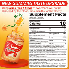 Nextdia sugar-free gummies package highlights vegan formula with vitamins D3, C, and zinc.