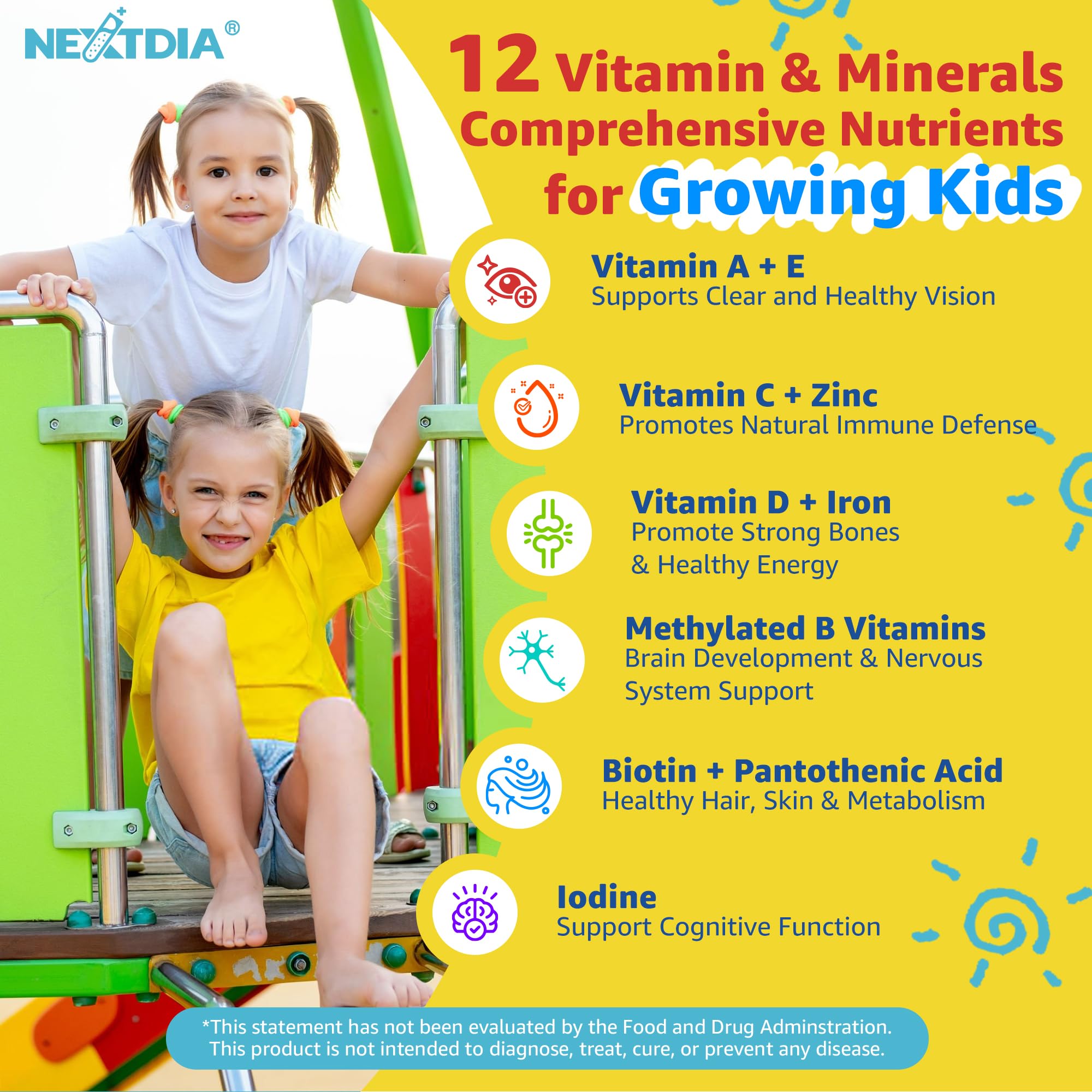 Nextdia Kids gummies jar close-up shows juicy center