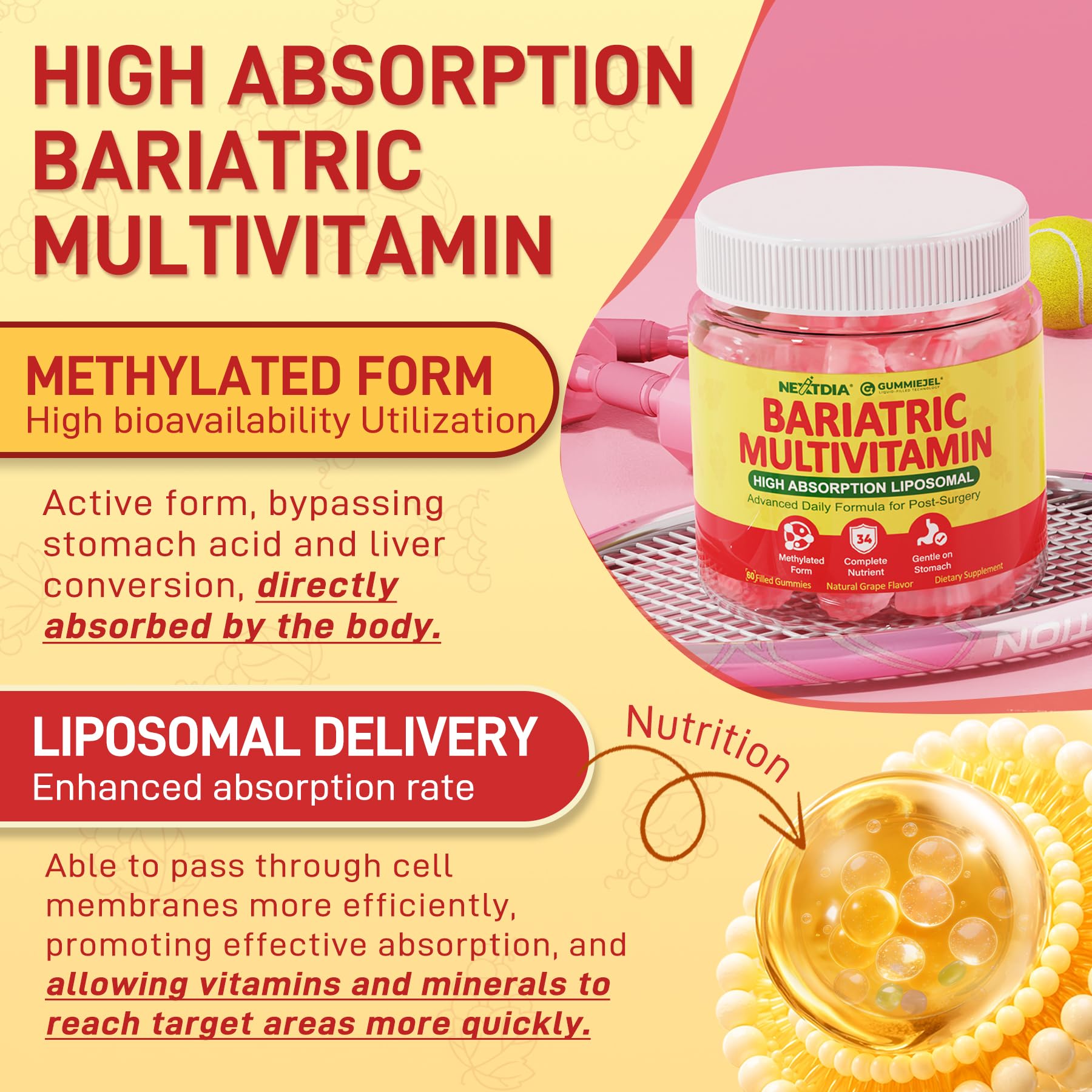 Nextdia liposomal bariatric multivitamin gummies nutrition facts panel for informed choices