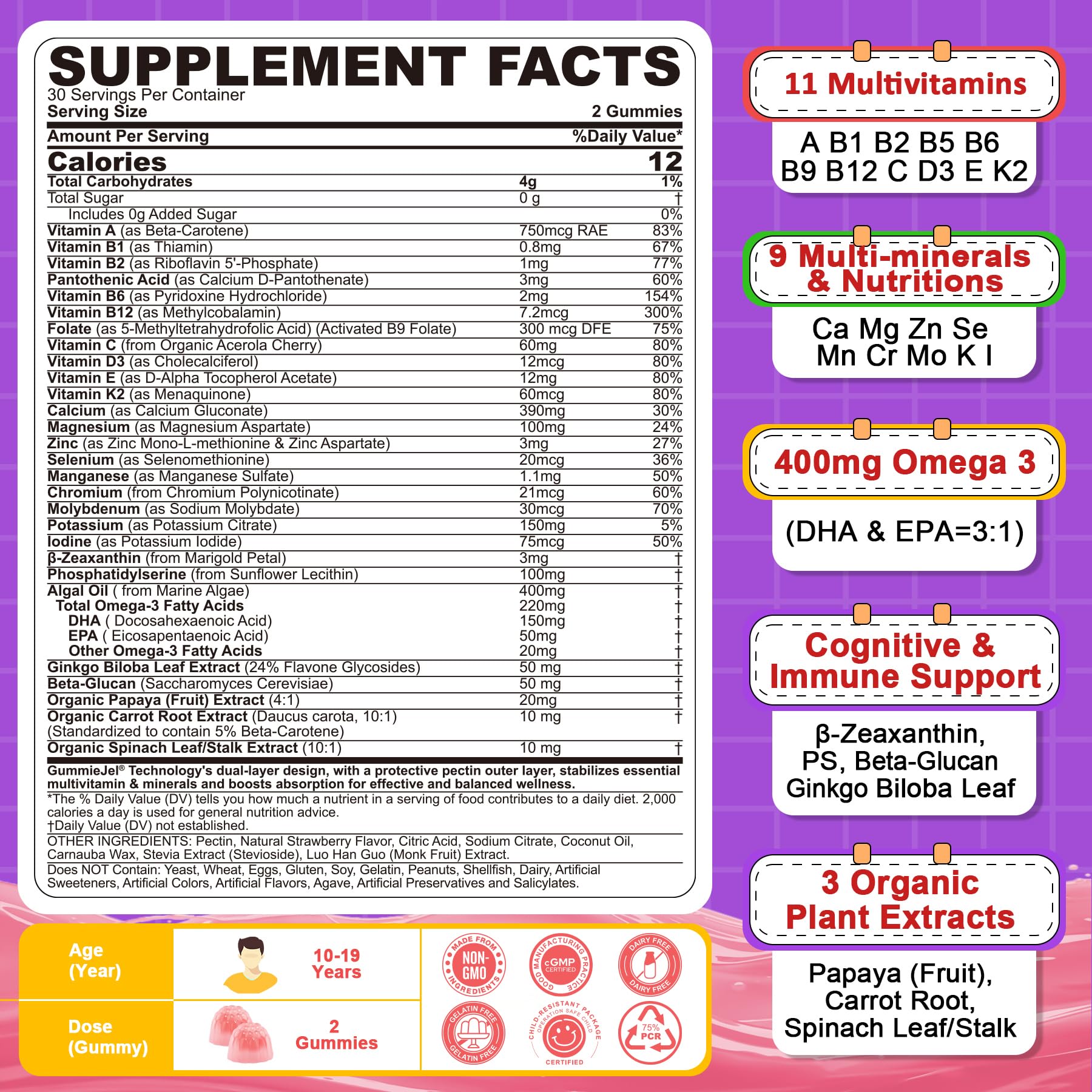 Nextdia multivitamin gummies with strawberry filling for tasty daily nutrition