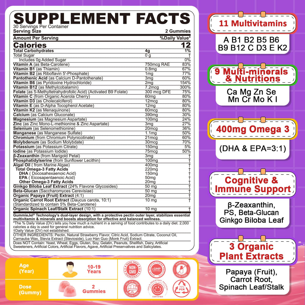 Nextdia multivitamin gummies with strawberry filling for tasty daily nutrition