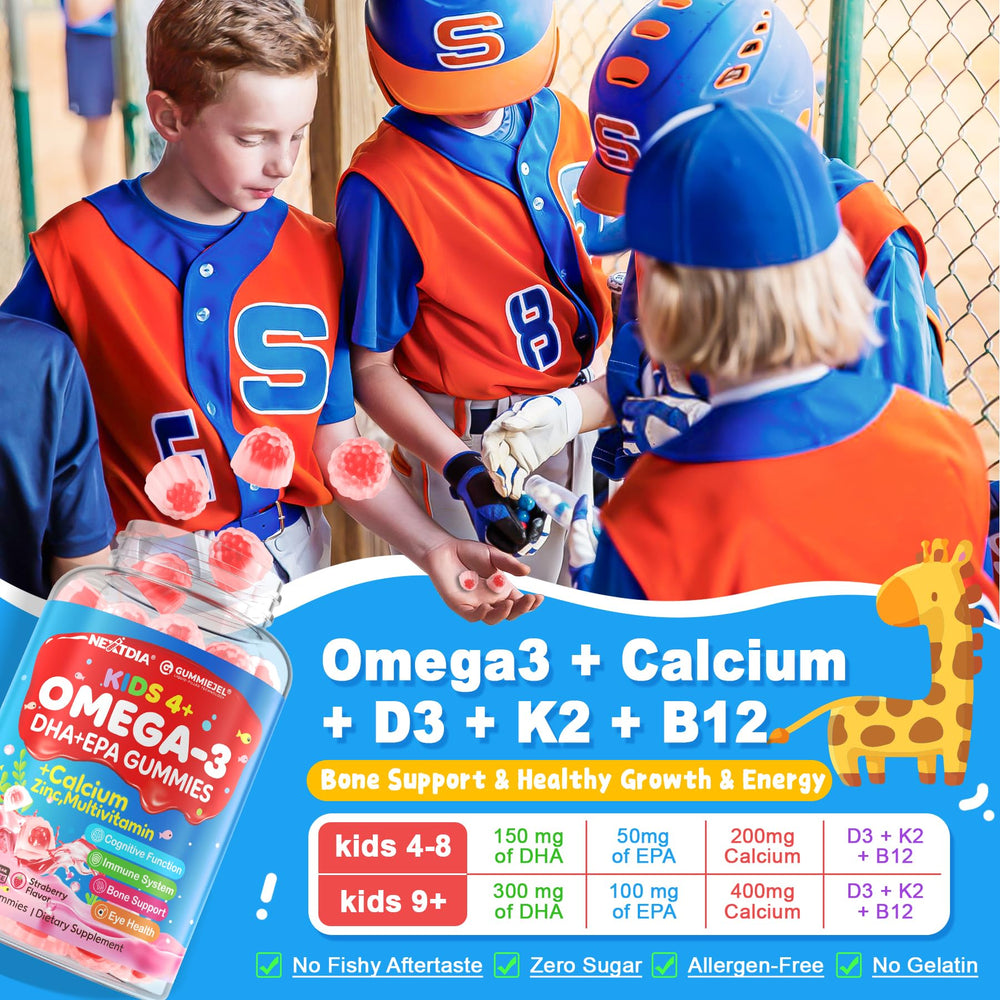 Nextdia Omega 3 no fish taste strawberry flavor appealing to kids.