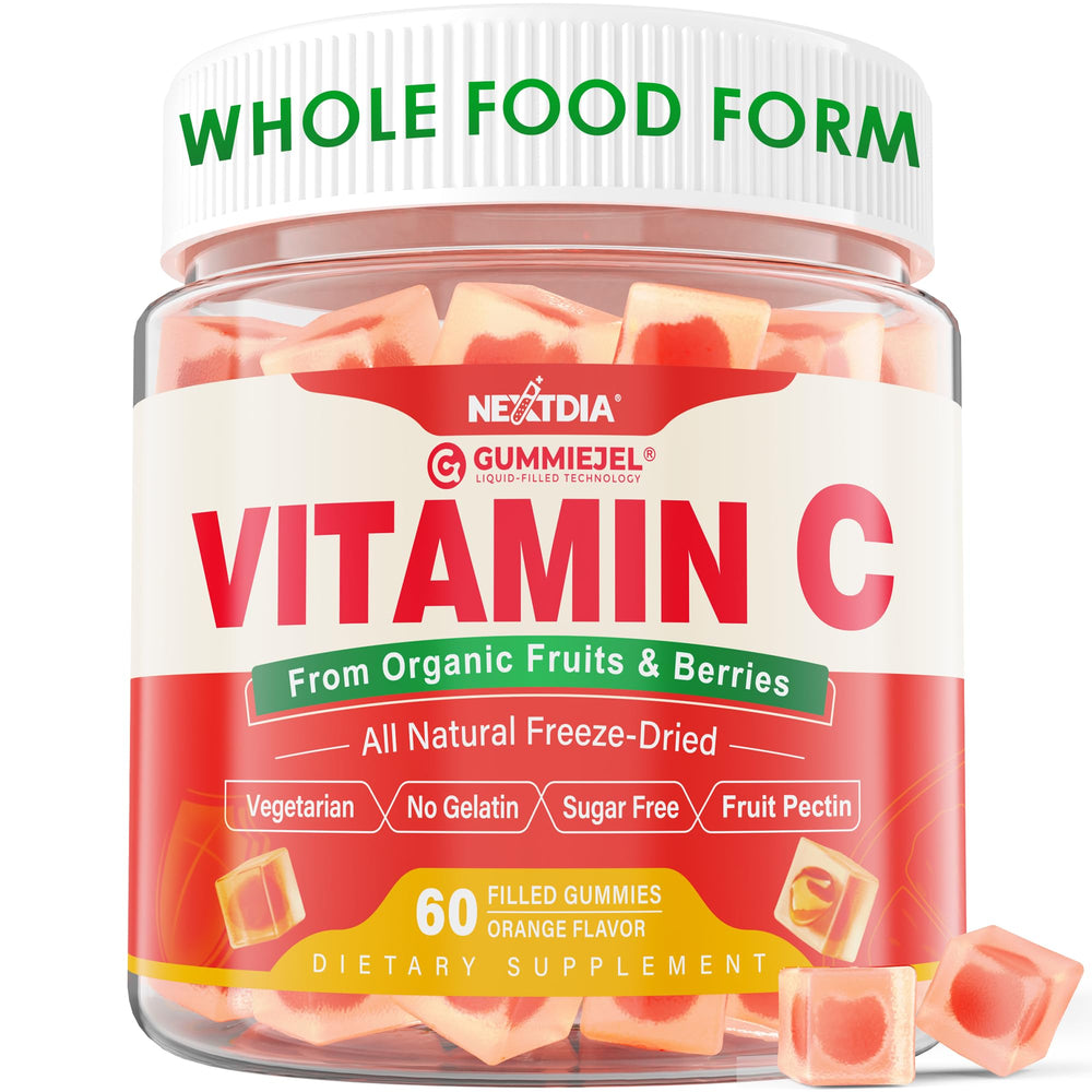 Nextdia Organic Vitamin C Gummies bottle front for easy daily immune support