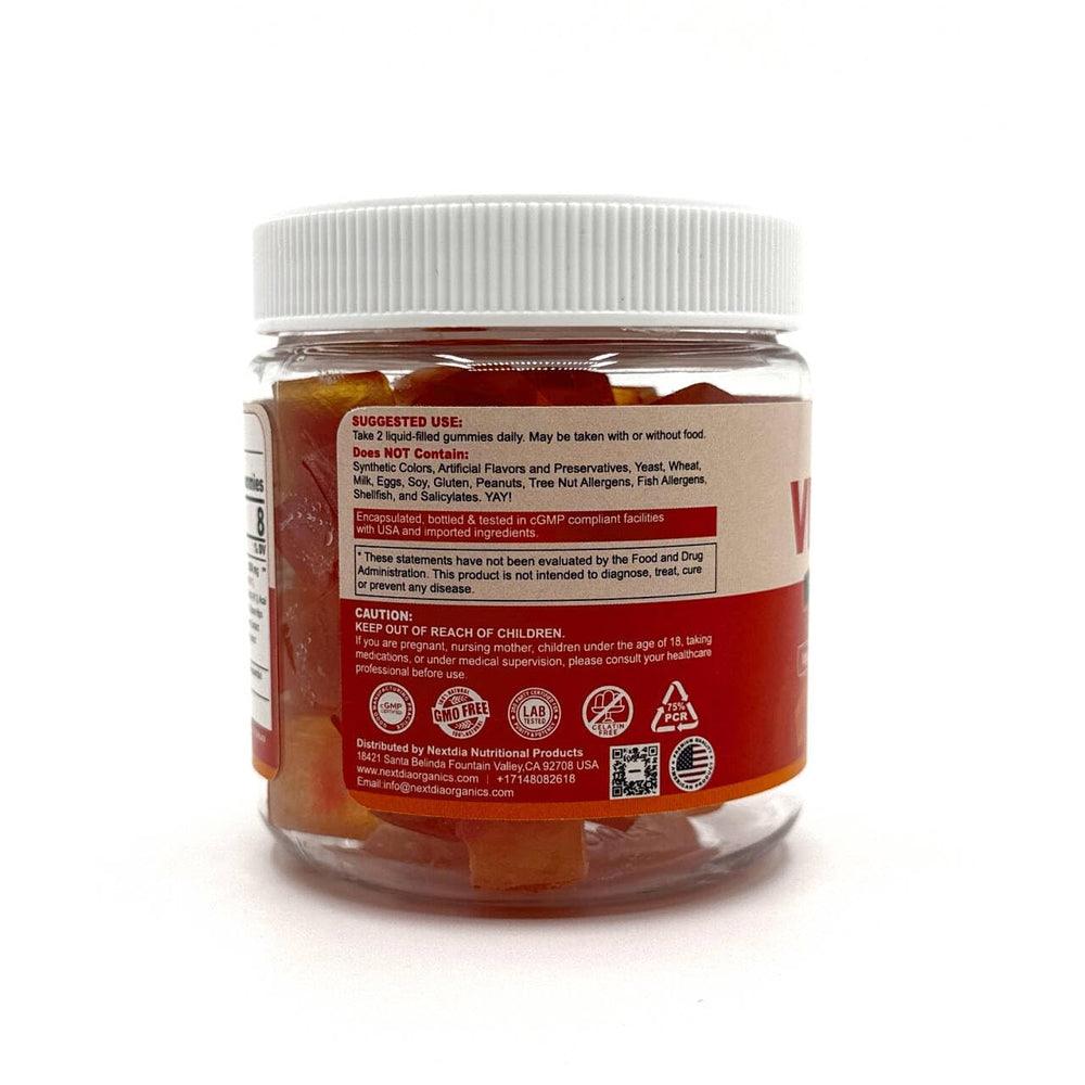 Nextdia Vitamin C gummies packaging claims no artificial colors or flavors