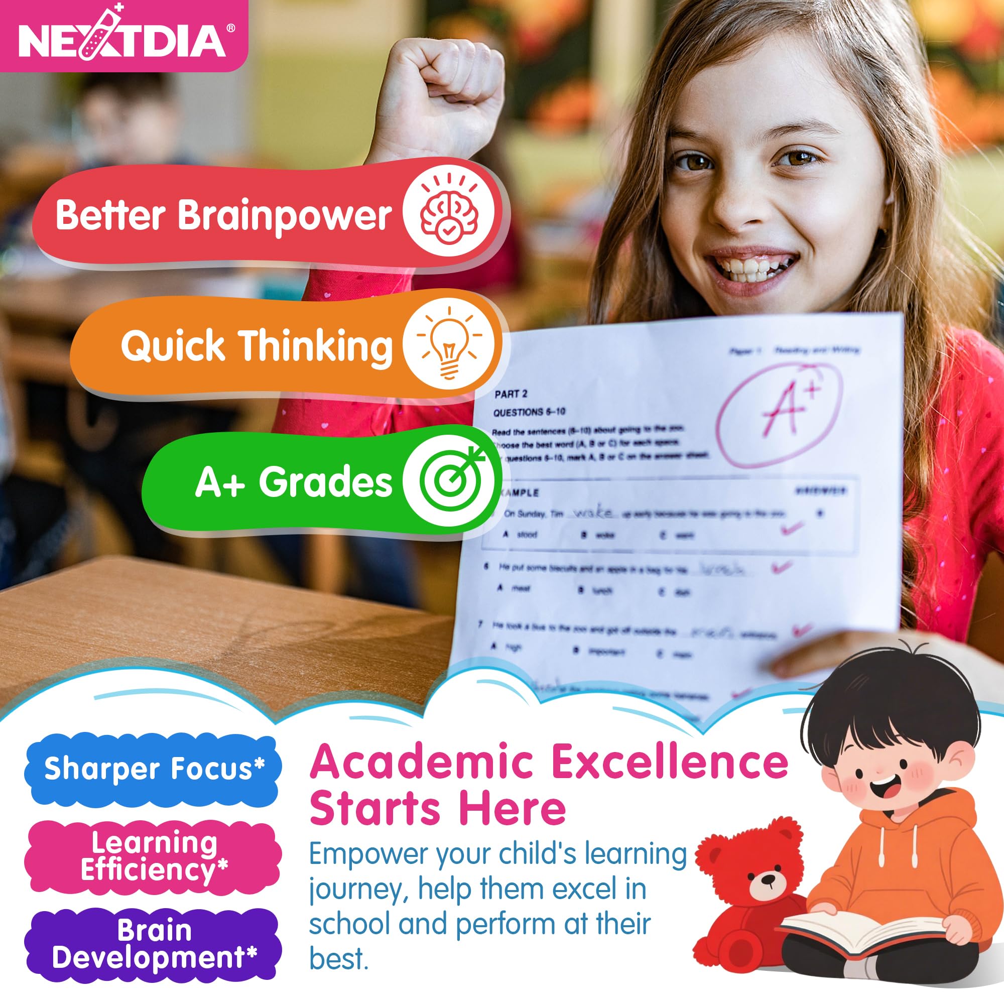 Nextdia bottle with kids artwork, inviting for families