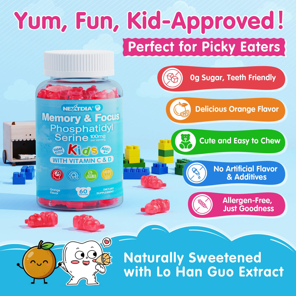 Nextdia phosphatidylserine sugar-free gummies, no artificial flavors