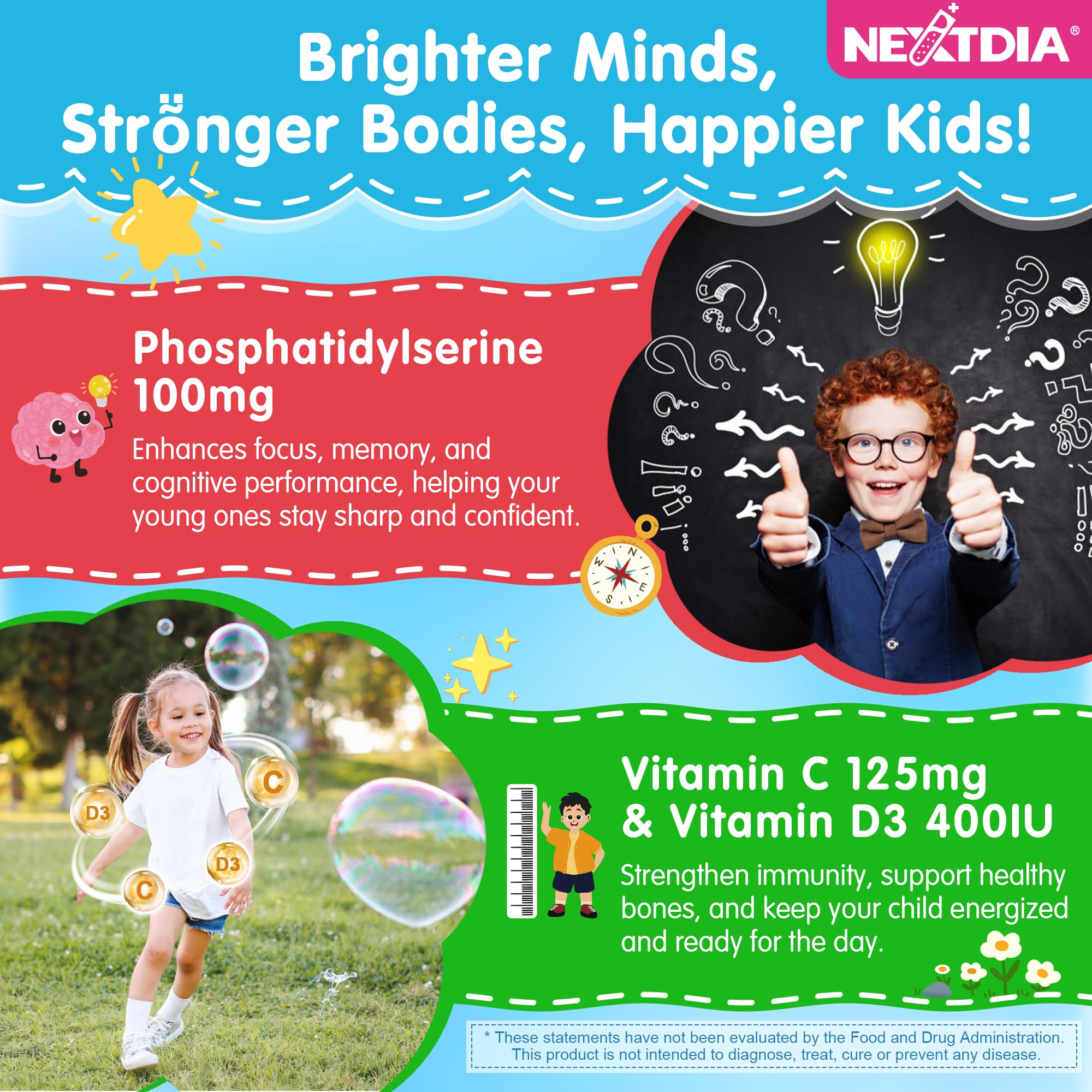 Nextdia phosphatidylserine supplement vegan bottle, plant-based formula