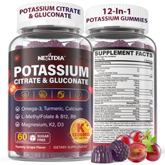 Nextdia potassium citrate gluconate gummies bottle – convenient daily potassium support