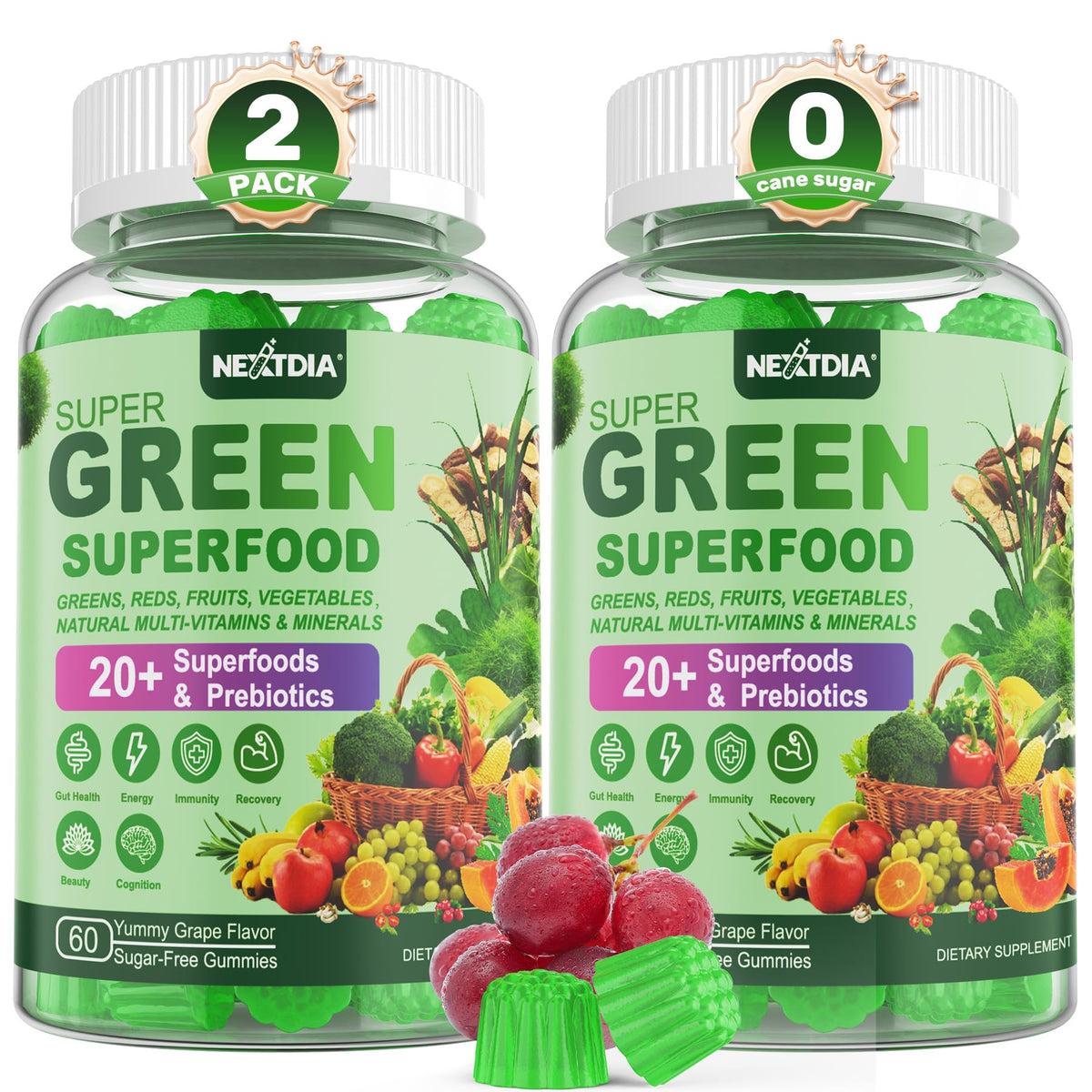 Nextdia Super Greens bottle front view for daily wellness