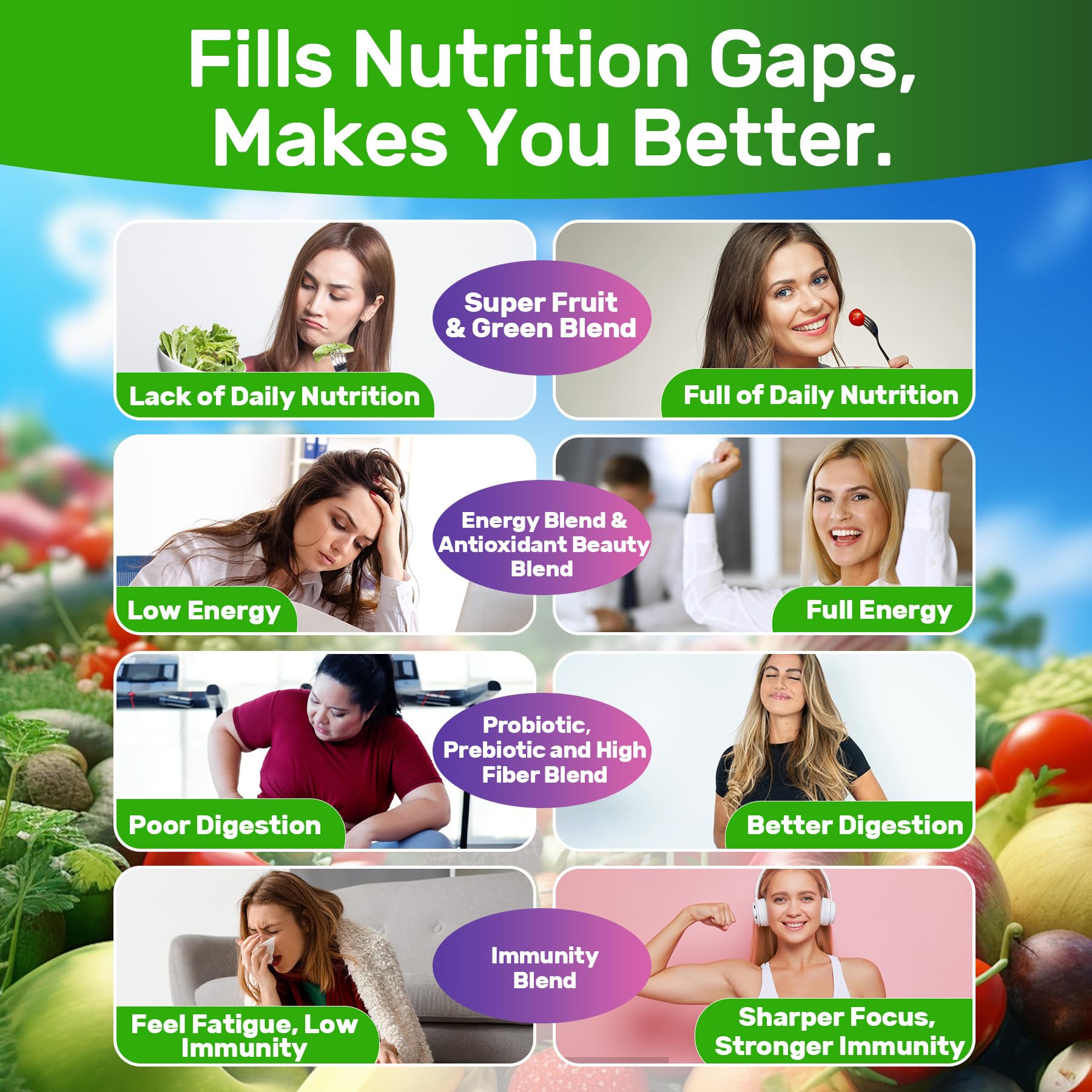 Nextdia Super Greens with prebiotic fiber supporting gut balance