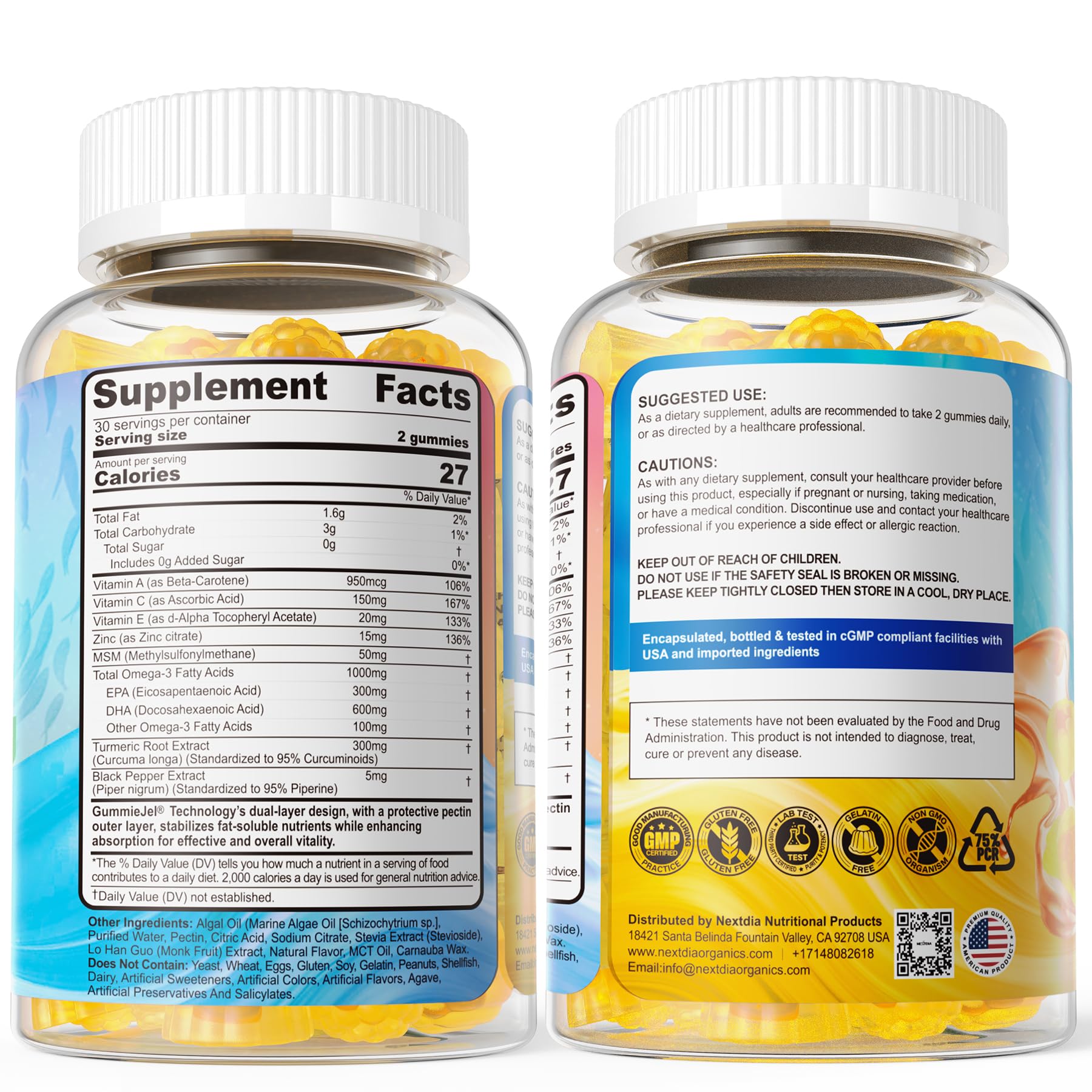 Nextdia Vegan Omega-3 Gummies on-the-go daily intake with mango flavor.