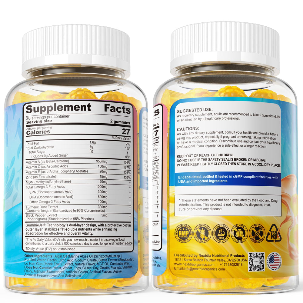 Nextdia Vegan Omega-3 Gummies on-the-go daily intake with mango flavor.