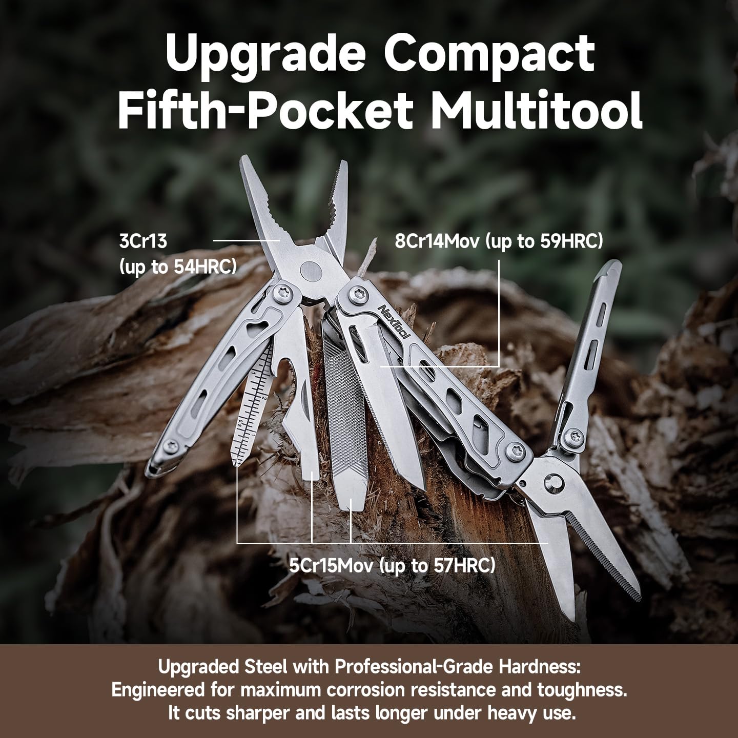 NexTool F12 serrated scissors demonstrate firm cutting for rugged tasks.
