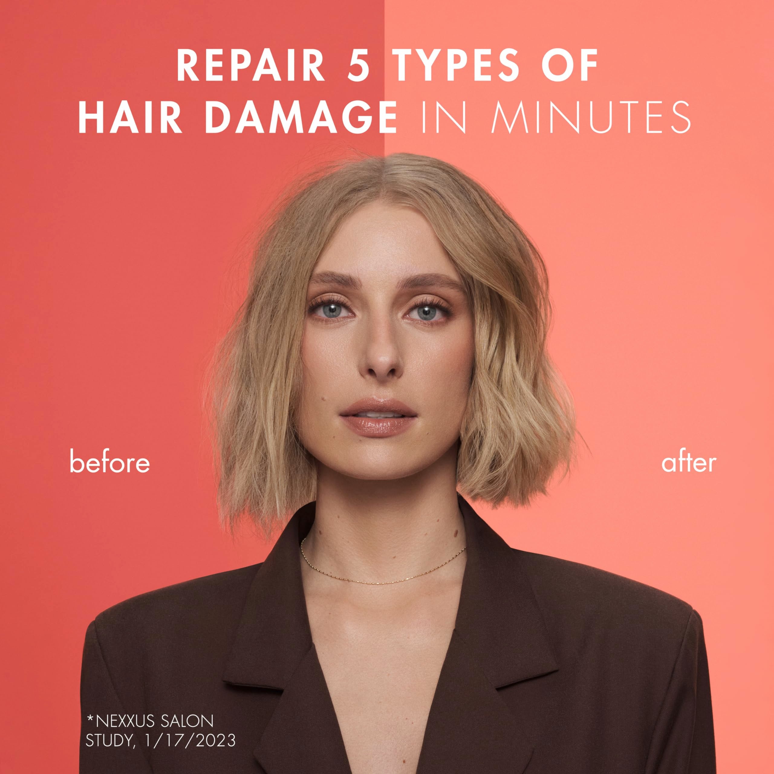 Hair strand during treatment showing targeted bond repair and moisture sealing