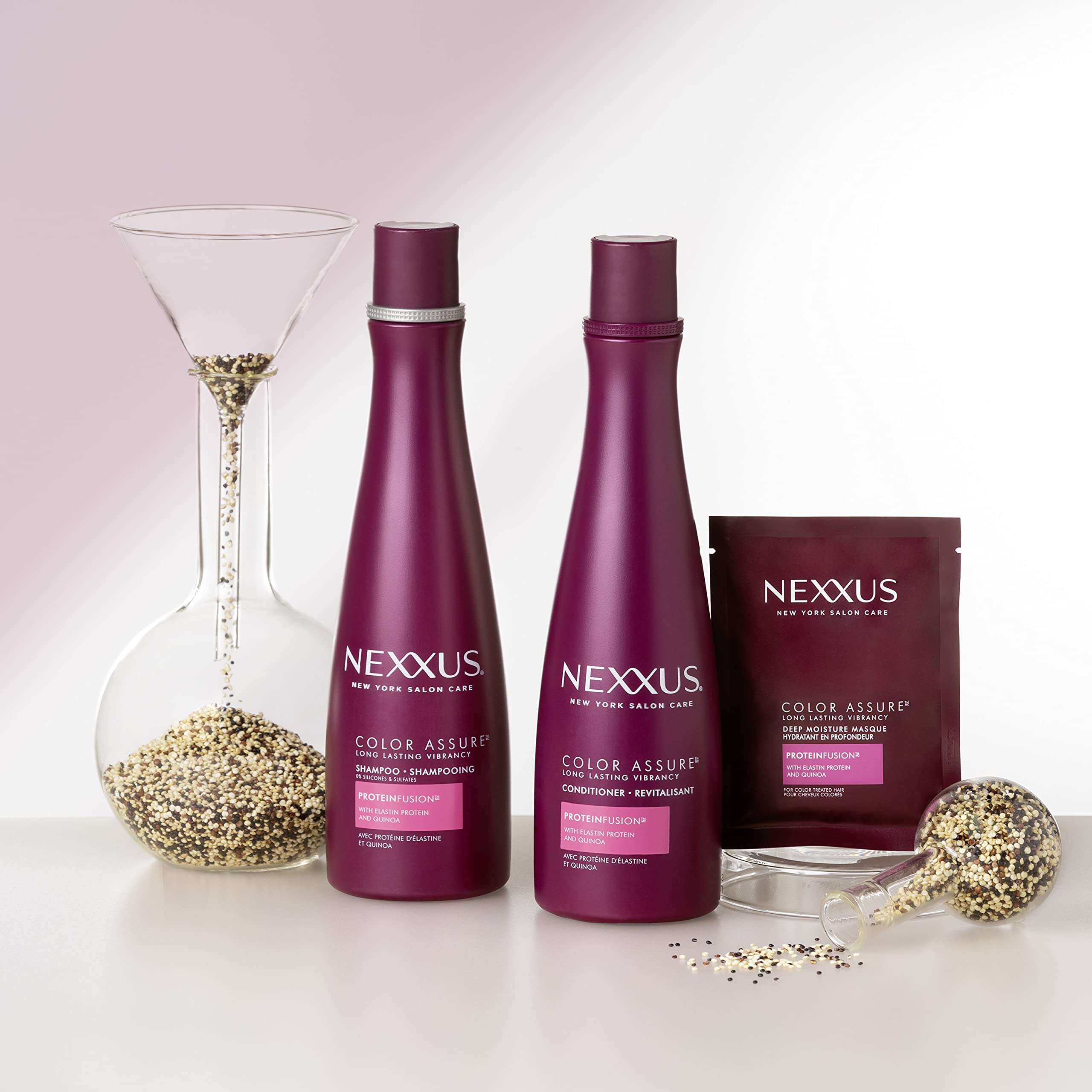 Nexxus Color Assure color vibrancy close-up demonstrating lasting color after washing.