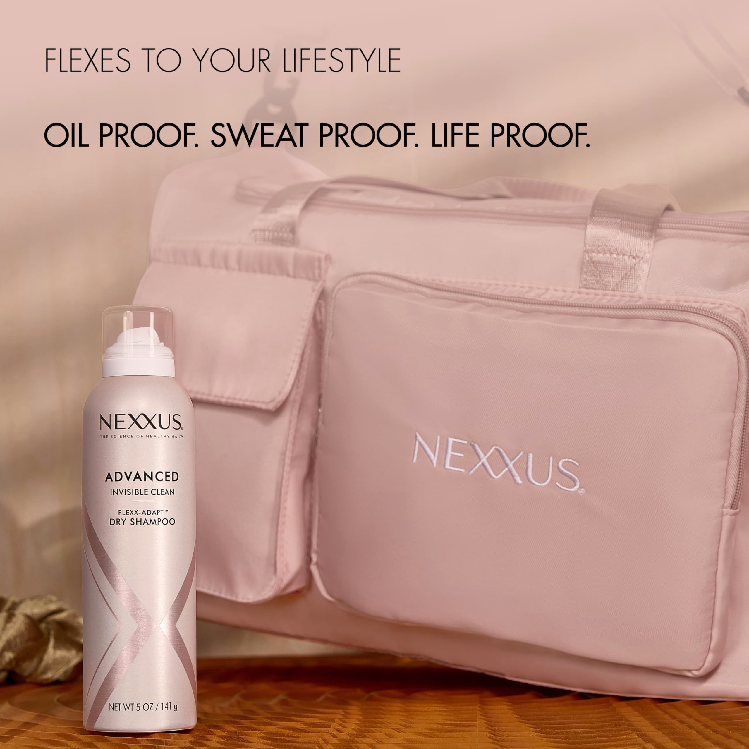 Nexxus color-safe dry shampoo pack compatible with varied hair tones.