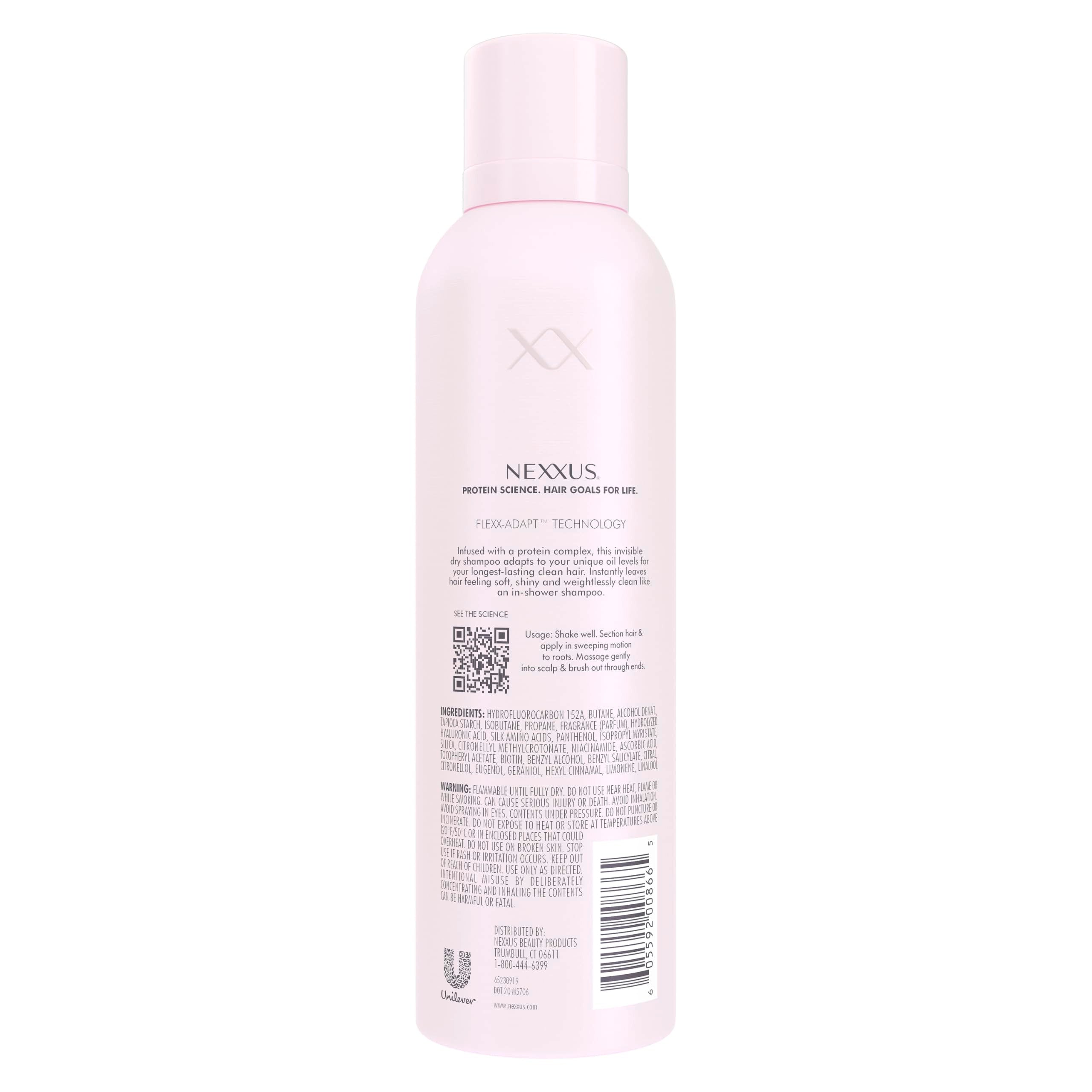 Nexxus dry shampoo spray dispersion showing light oil control for oily hair.