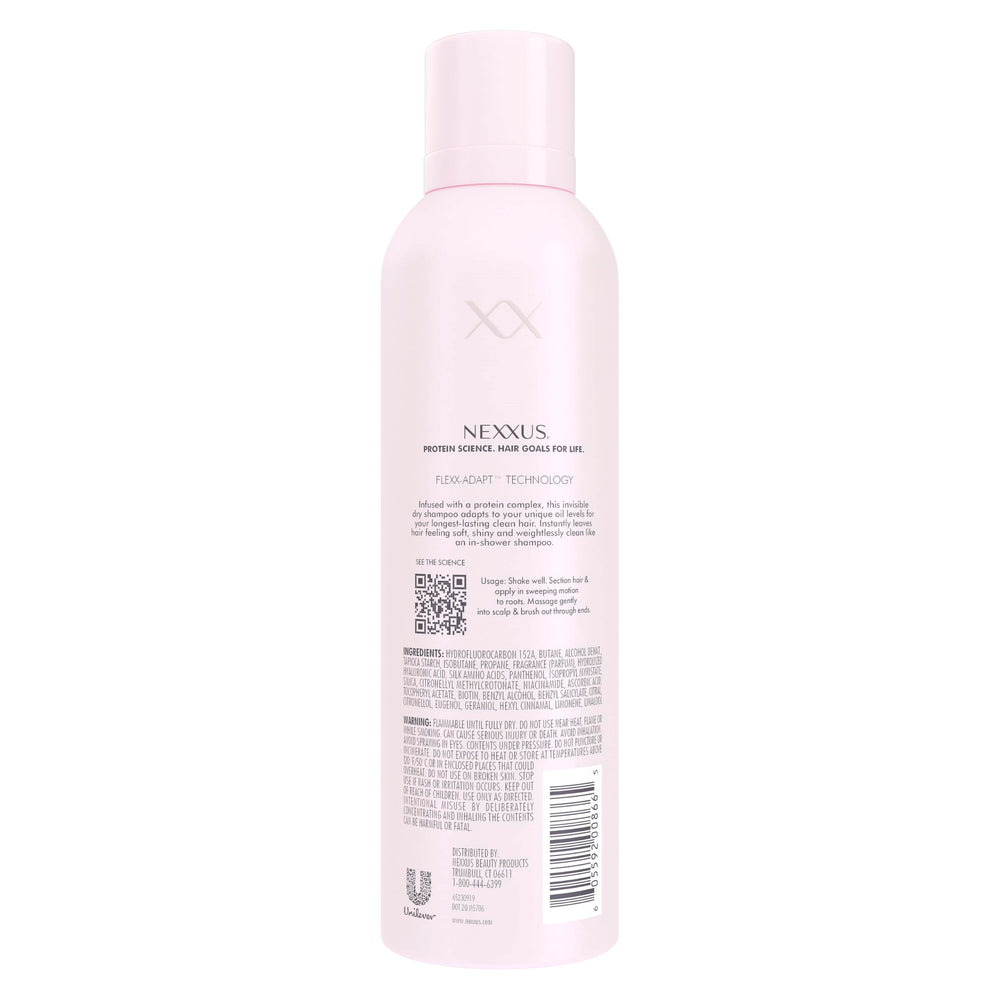 Nexxus dry shampoo spray dispersion showing light oil control for oily hair.