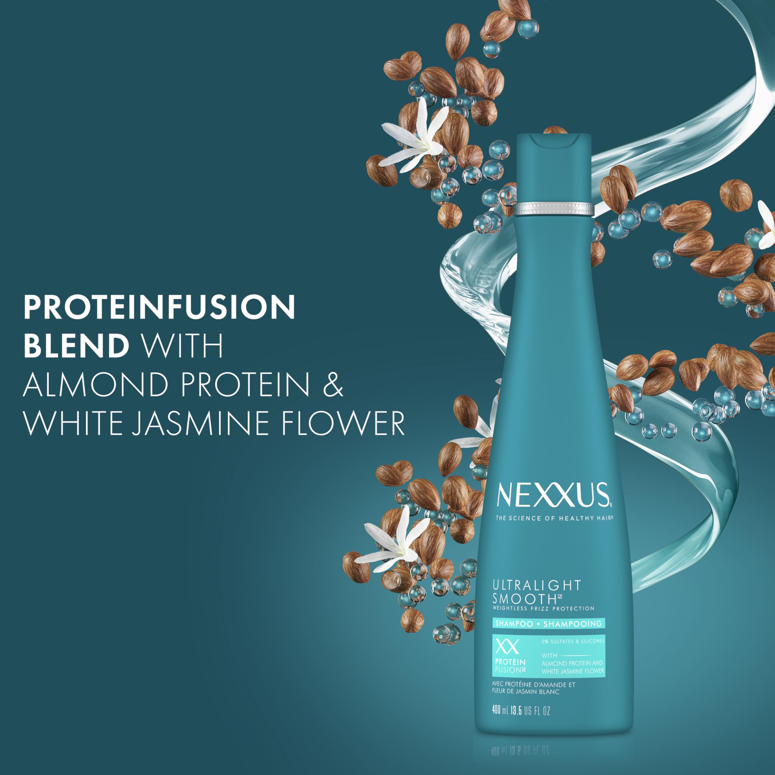 Nexxus Frizz Deflector technology graphic illustrating humidity protection.