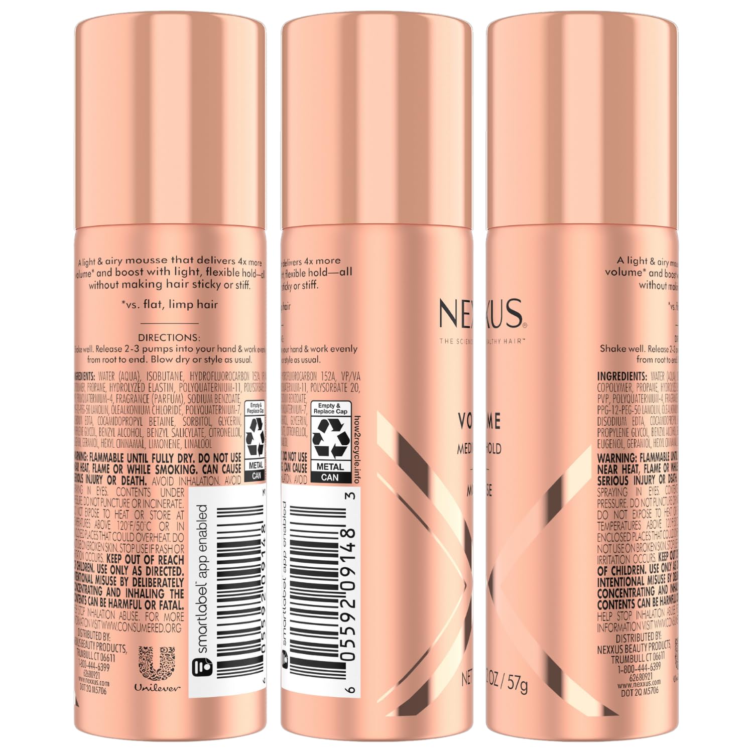 Nexxus Travel Mousse rose fragrance 2oz tube ready for travel styling