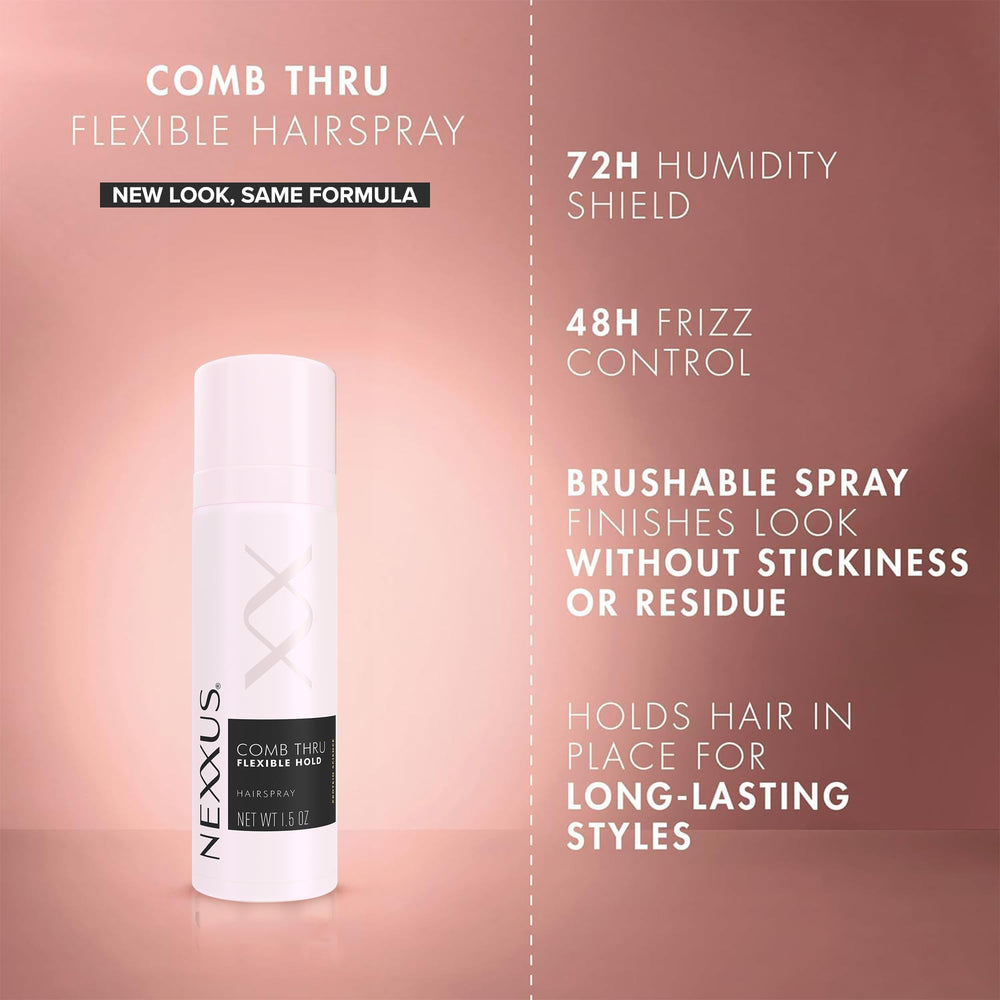 Nexxus Comb Thru hairspray bottle with rose fragrance close-up