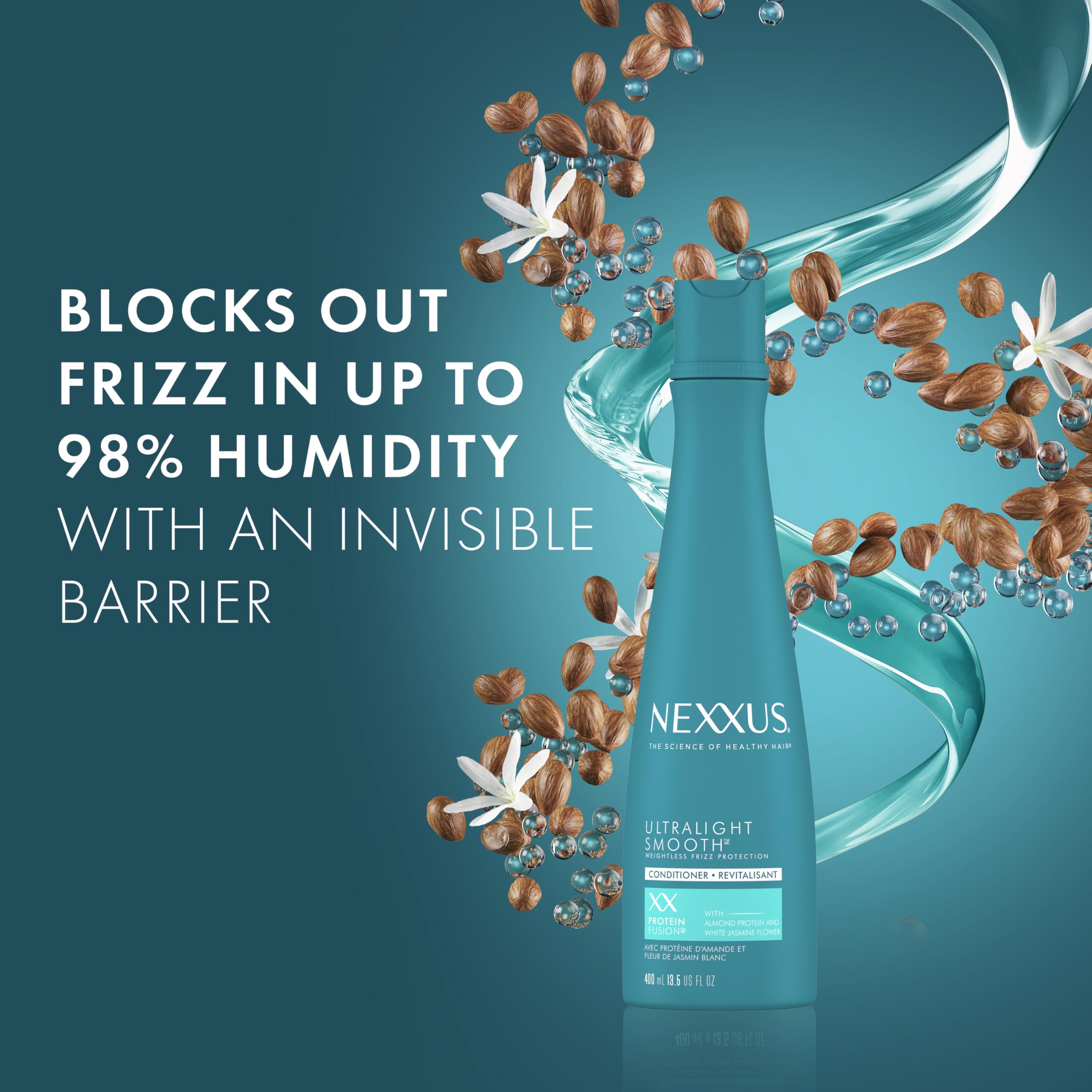 Nexxus Ultralight Smooth frizz-free hair after styling in humidity