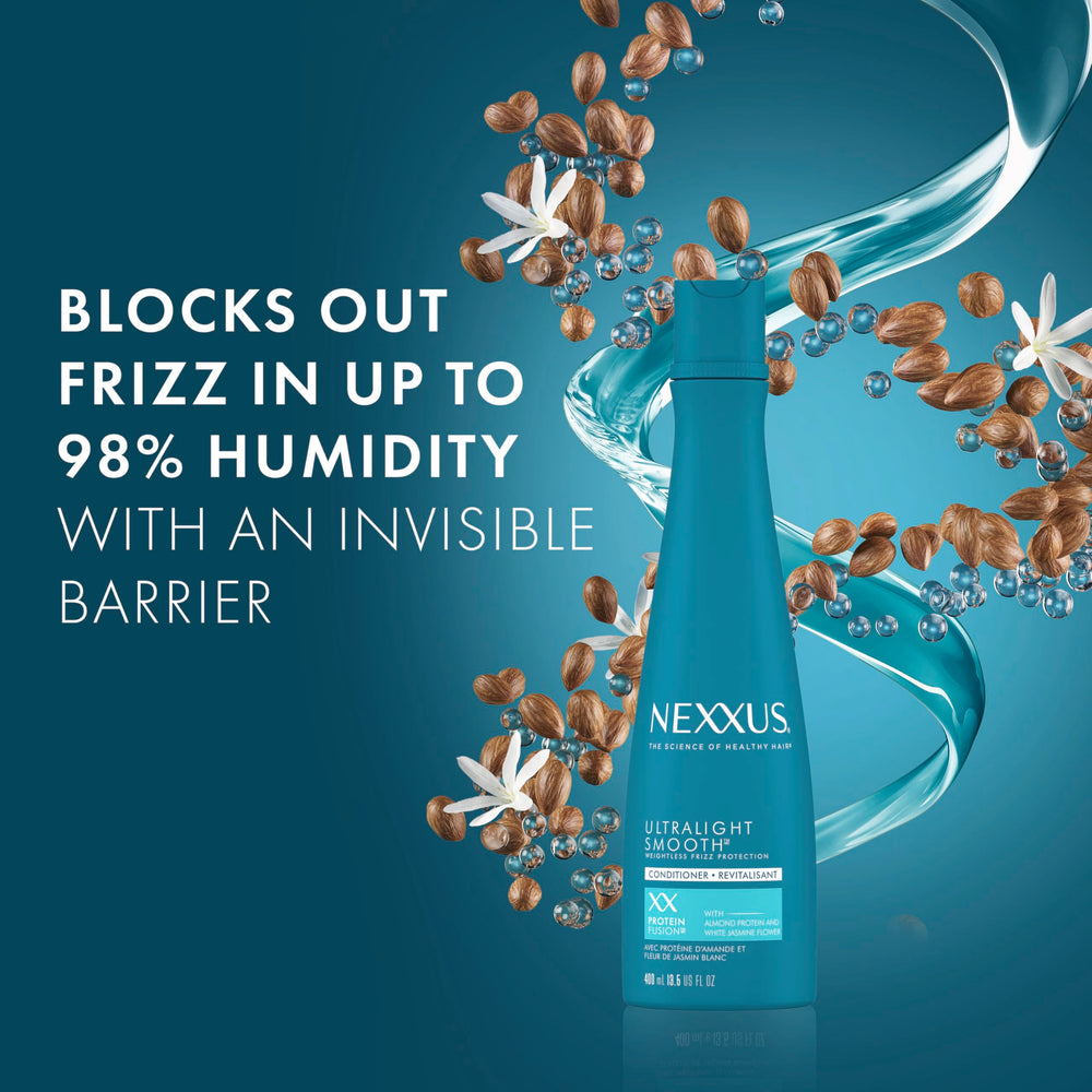 Nexxus Ultralight Smooth frizz-free hair after styling in humidity