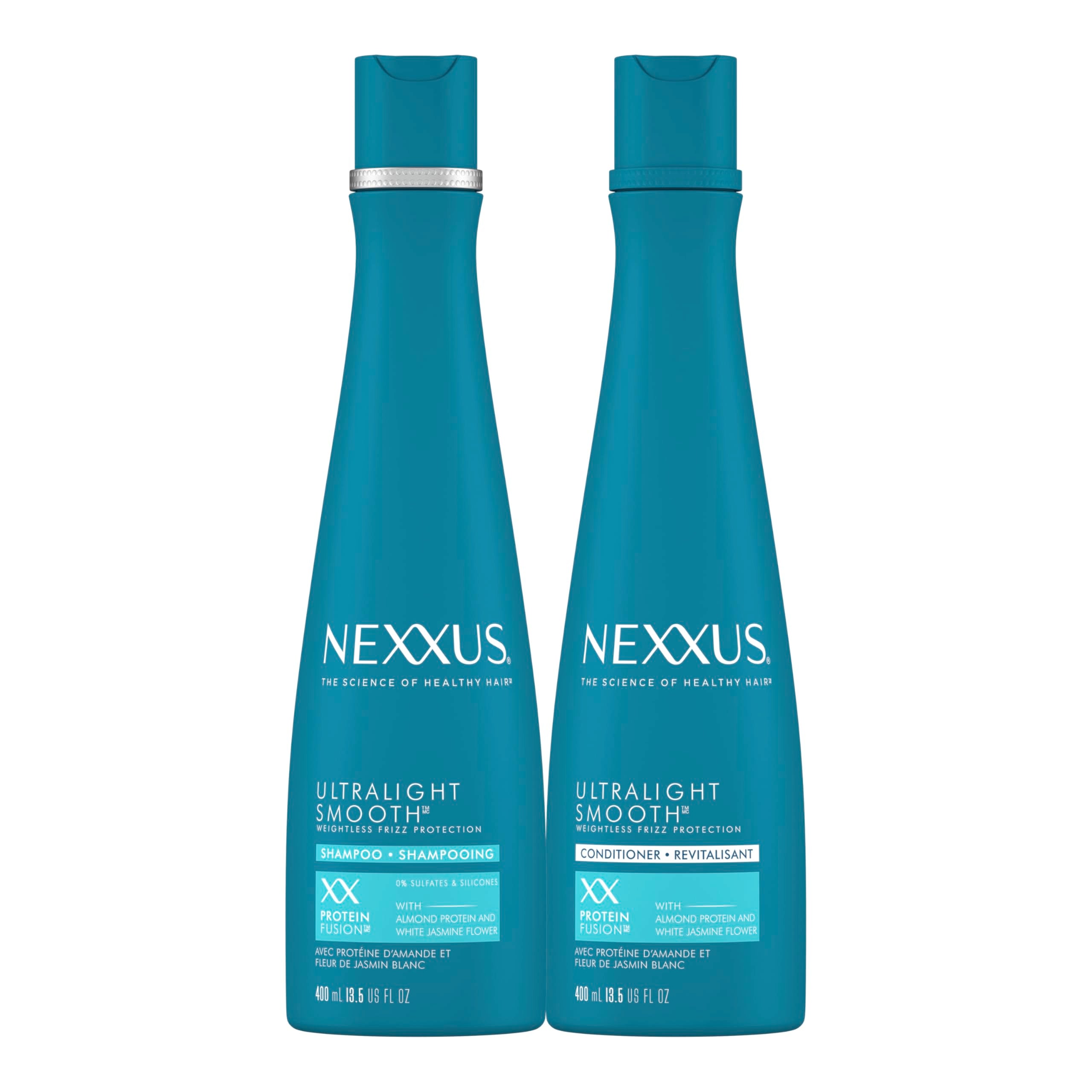 Nexxus Ultralight Smooth Shampoo bottle showing weightless frizz control