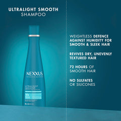 Nexxus Ultralight Smooth applied to wet hair for lightweight hydration.