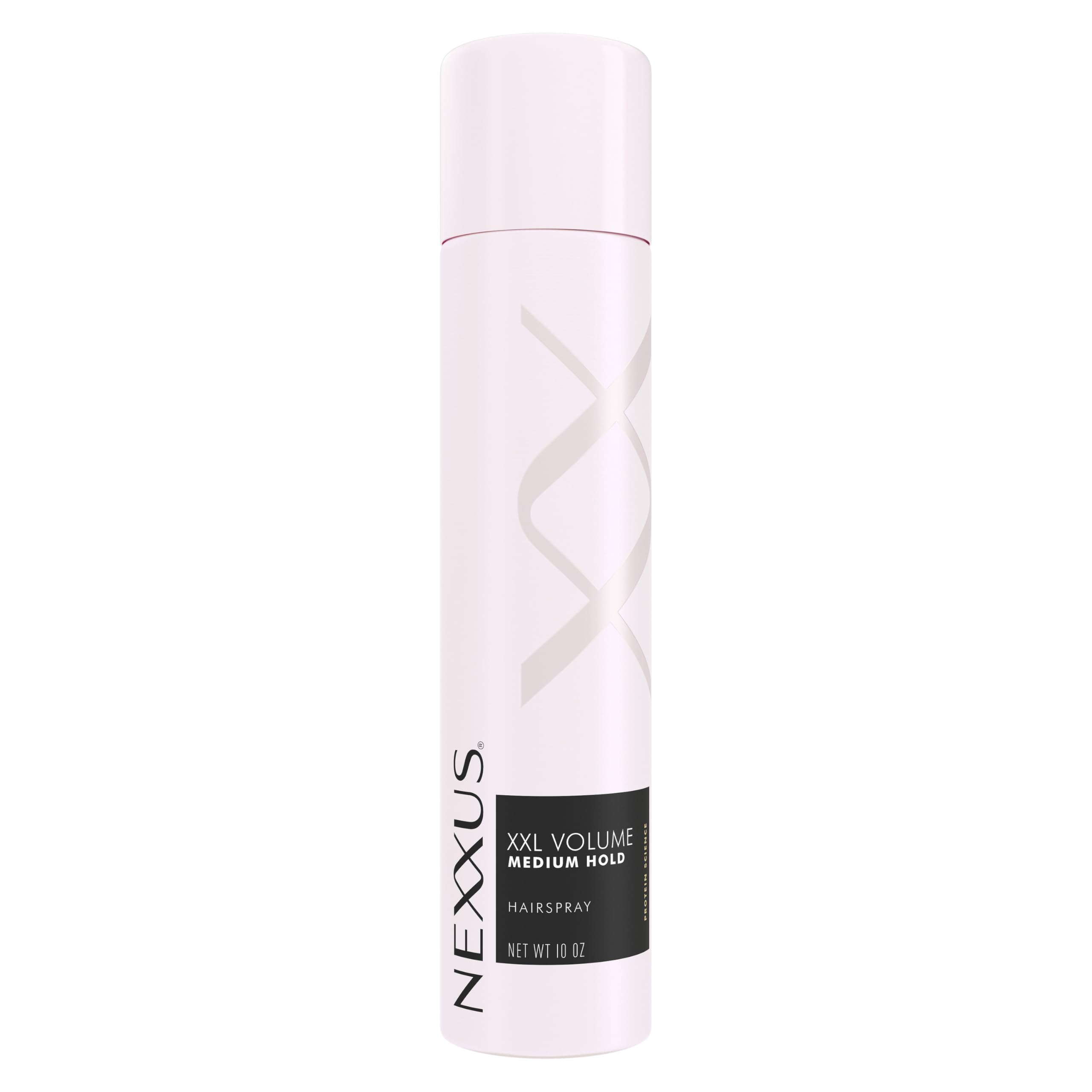 Nexxus XXL Finish bottle on shelf showing volume and shine without stiffness.