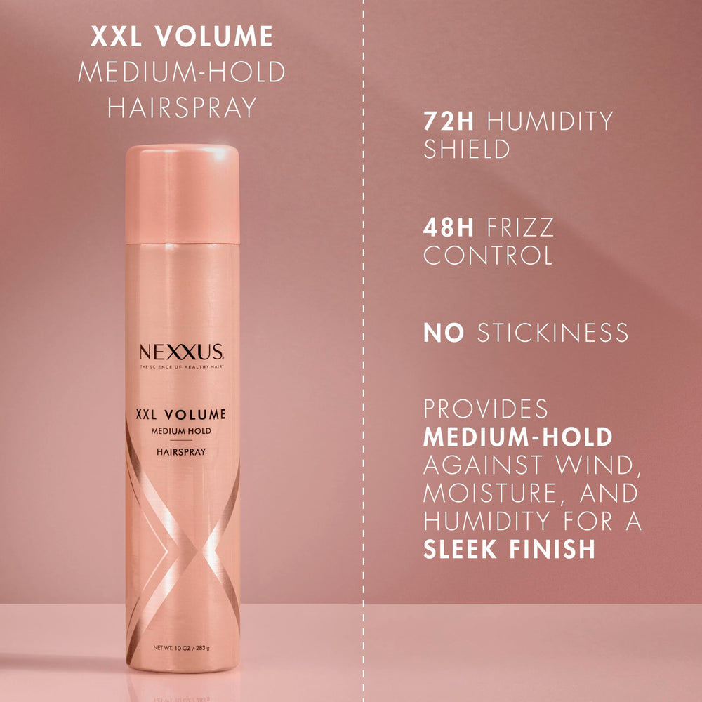 Nexxus XXL Finish provides a glossy, non-sticky finish after styling.