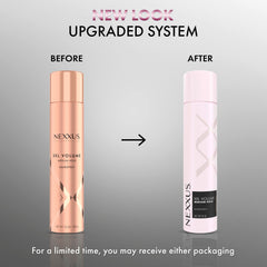 Nexxus XXL Finish mist on hair delivering a smooth, touchable hold.