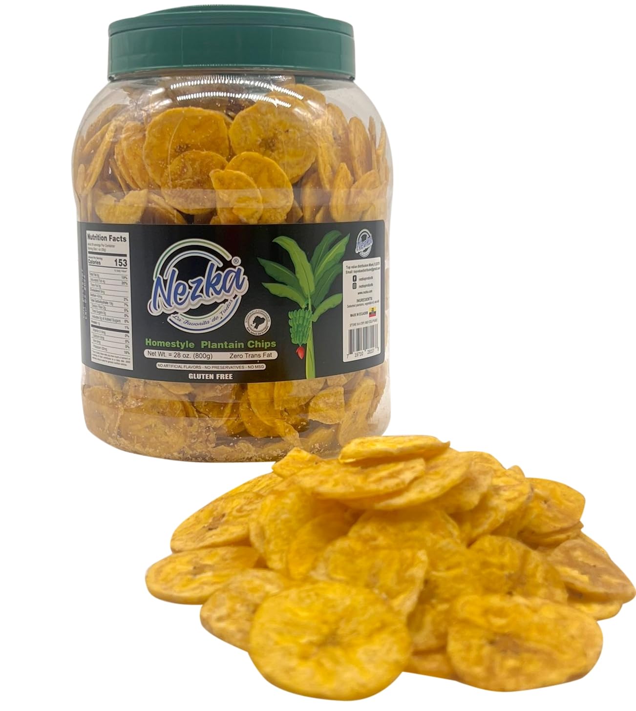 Nezka Plantain Chips close-up reveals crisp texture and sea-salt flavor for snacking