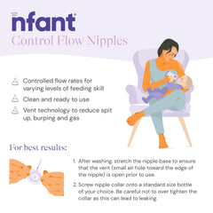 NFANT purple nipple 6ml/min in pack of four for convenient feeding options.