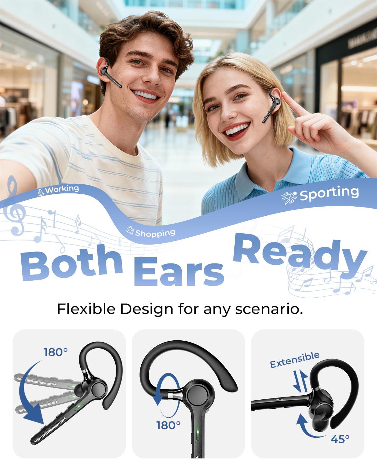 Ngsod Bluetooth 5.4 headset reduces background noise for crisper audio.
