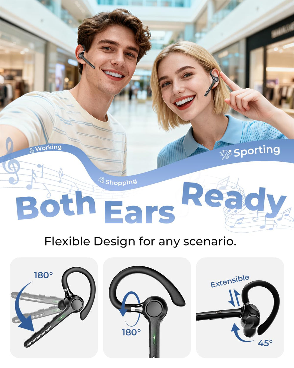 Ngsod Bluetooth 5.4 headset reduces background noise for crisper audio.