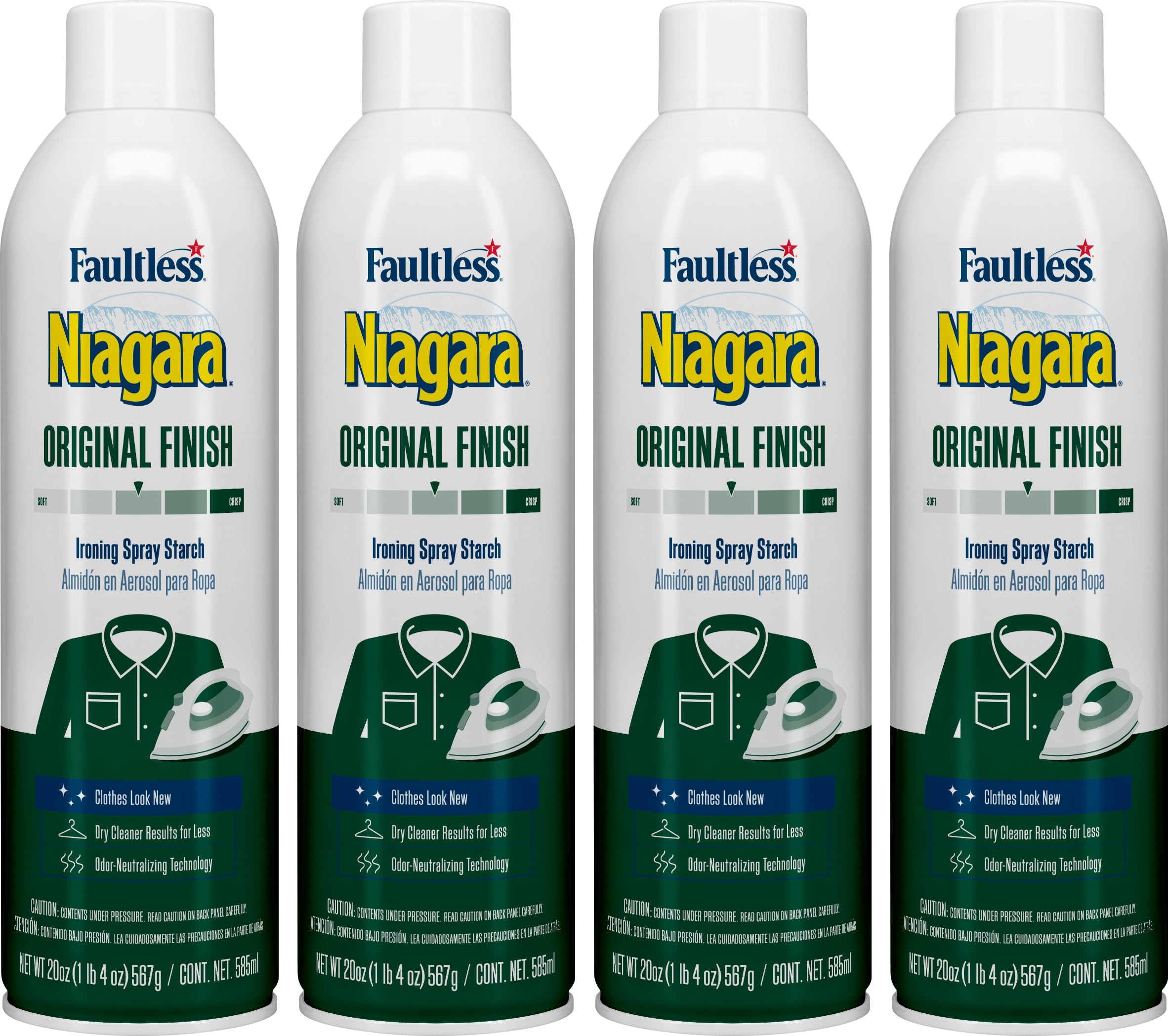 Niagara Original Hold spray starch bottle front view for crisp shirts