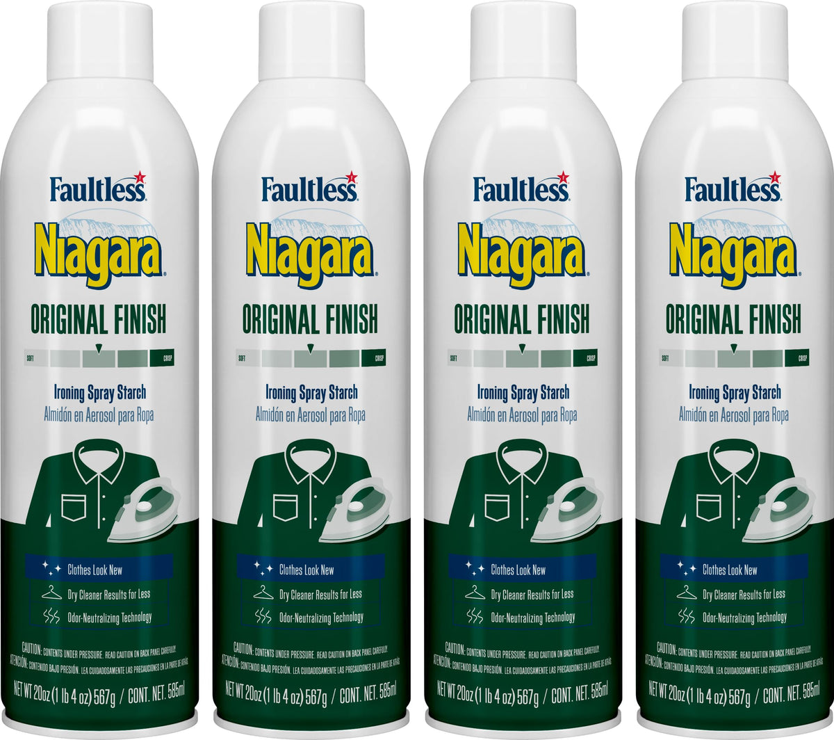 Niagara Original Hold spray starch bottle front view for crisp shirts