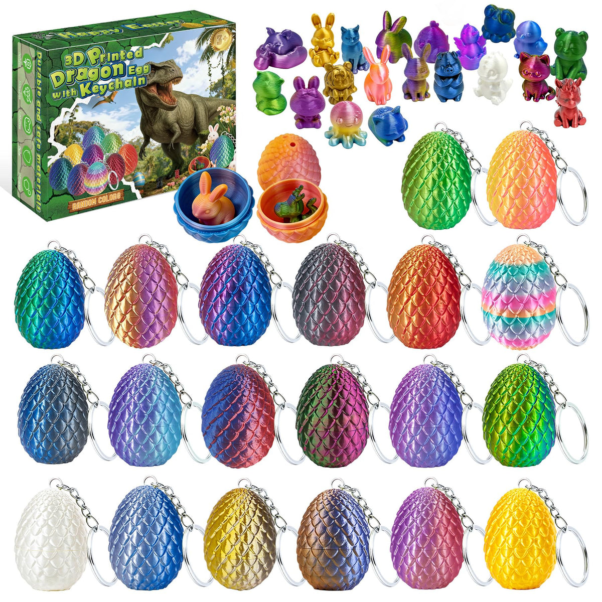 niaosiben dinosaur egg keychain shell with textured 3D design for Easter gifts